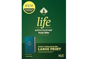 Tyndale NLT Life Application Study Bible, Third Edition, Large Print (LeatherLike, Teal Blue, Red Letter) – New Living Translation Bible, Large Print Study Bible for Enhanced Readability