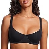 DOBREVA Women's Unlined Balconette Bra Underwire Supportive Plus Size Smooth Scoop Neck