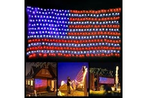 Twinkle Star American Flag Patriotic Lights (Super Larger & Safer), Outdoor Lighted USA Light String Waterproof Hanging Ornaments for Independence Day, July 4th, National Memorial Day