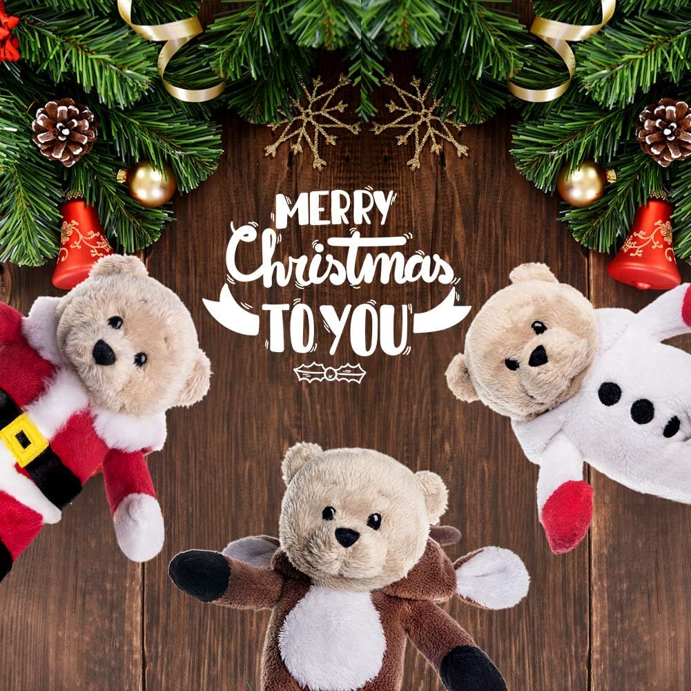 My OLi 7 Inch Christmas Teddy Bears 3 Pack, Santa Reindeer Snowman Plush with Flip-Top Hats, Xmas Tree Hanging Ornaments - Image 3