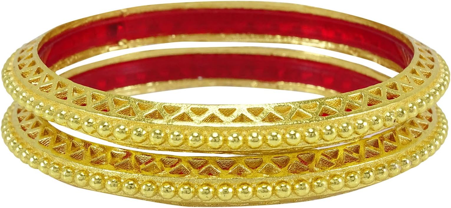 Banithani Indian Traditional Gold Tone Imitation Kada Bangle Set Women Bracelet Jewellery-2*6