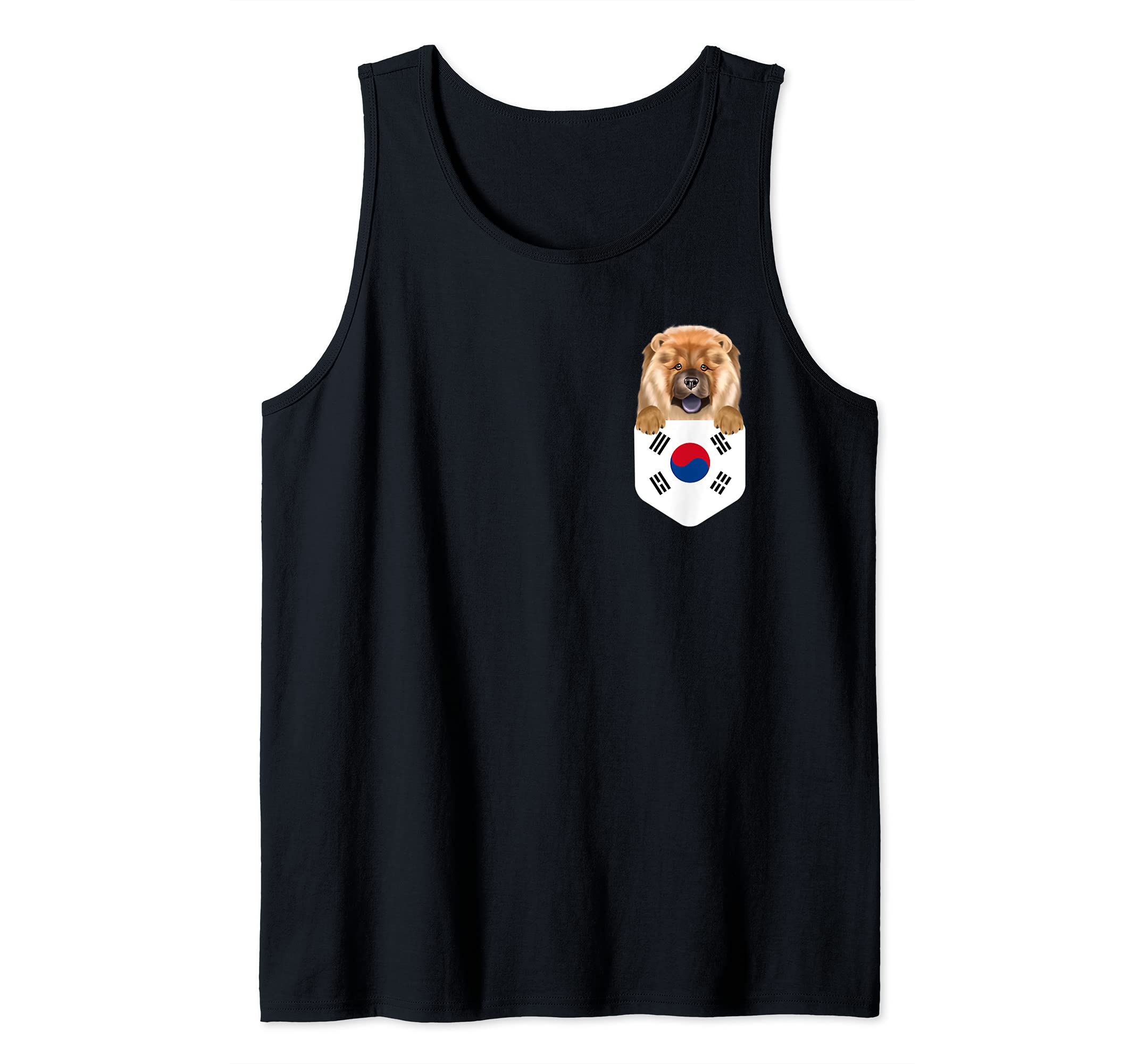 South Korea Flag Chow Chow Dog In Pocket Tank Top
