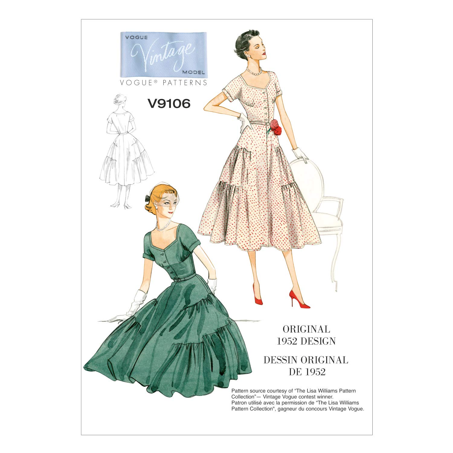 Vogue Patterns 9106, Misses Dress and Belt, Multi-Colour, Size E5 (14-16-18-20-22)