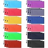 YOPCDJ 36pcs Pencil Pouch Bulk,Zipper Pouches,Waterproof Pencil Bags, Small Organizing Bags in 12 Colors for Classroom,Office Supplies Storage and Travel Accessories