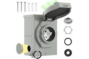 FOCUSHINE 50 Amp Generator Inlet Box with Green LED Power Indicator Pre-Drilled 4 Holes NEMA SS2-50P, 125/250V, 6250/12500W ETL Listed Rain and Snow Protection