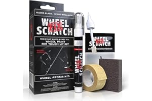 Wheel Scratch Fix® Gloss Black Touch Up Paint for Cars - DIY Alloy Wheel Repair Kit, Curb Rash Remover with Fast-Drying Pen -