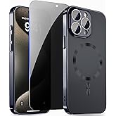 ZZYYQSL Magnetic Case for iPhone 15 Pro Max with Privacy Screen Protector and Full Camera Cover for iPhone 15 Pro Max, Sparkle Metal Glossy Luxury Color Phone Cases for 15 ProMax, No Fading-Black