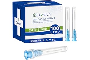 Careach 100pcs 23 gauge 1 inch Needles Luer Lock Industrial Lab Accessories, Measuring and Refilling Inks
