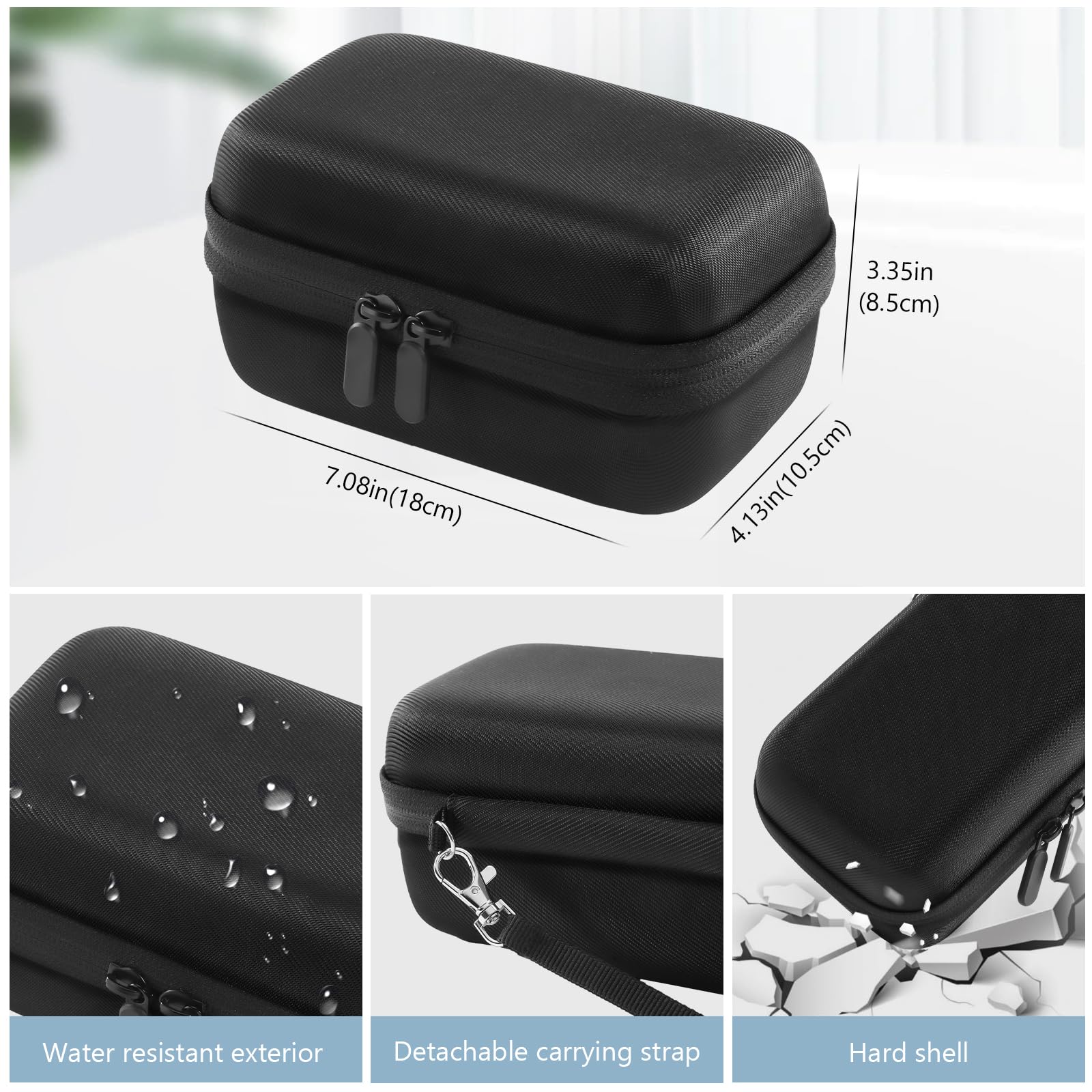 ProCase Travel Case for NeilMed Sinus Rinse Packets, Carrying Bag for Maoever Neti Pot Nasal Rinse, Portable Case for Sinus Rinse Bottle and Nasal Wash Salt Packets or Nose Cleaner Kit -Black