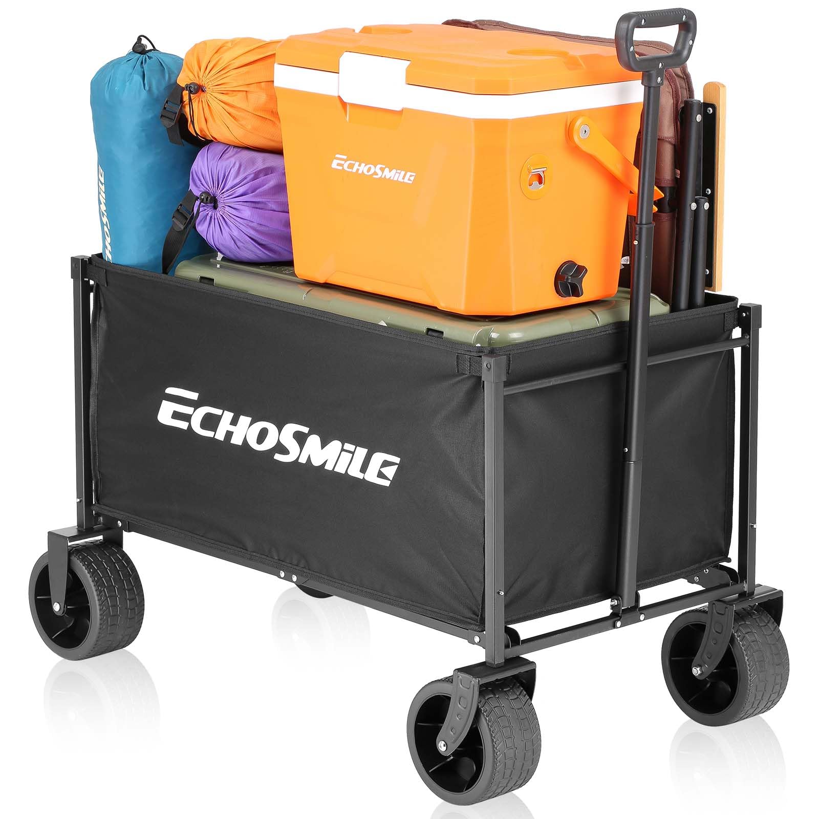 Photo 1 of ***FACTORY SEALED*** EchoSmile Collapsible Folding Wagon Cart with All-Terrain Wide Wheels, Heavy Duty Garden Cart with 350lbs Capacity,Portable Lightweight Rolling Wagon Cart for Camping Beach Sports Shopping,Black