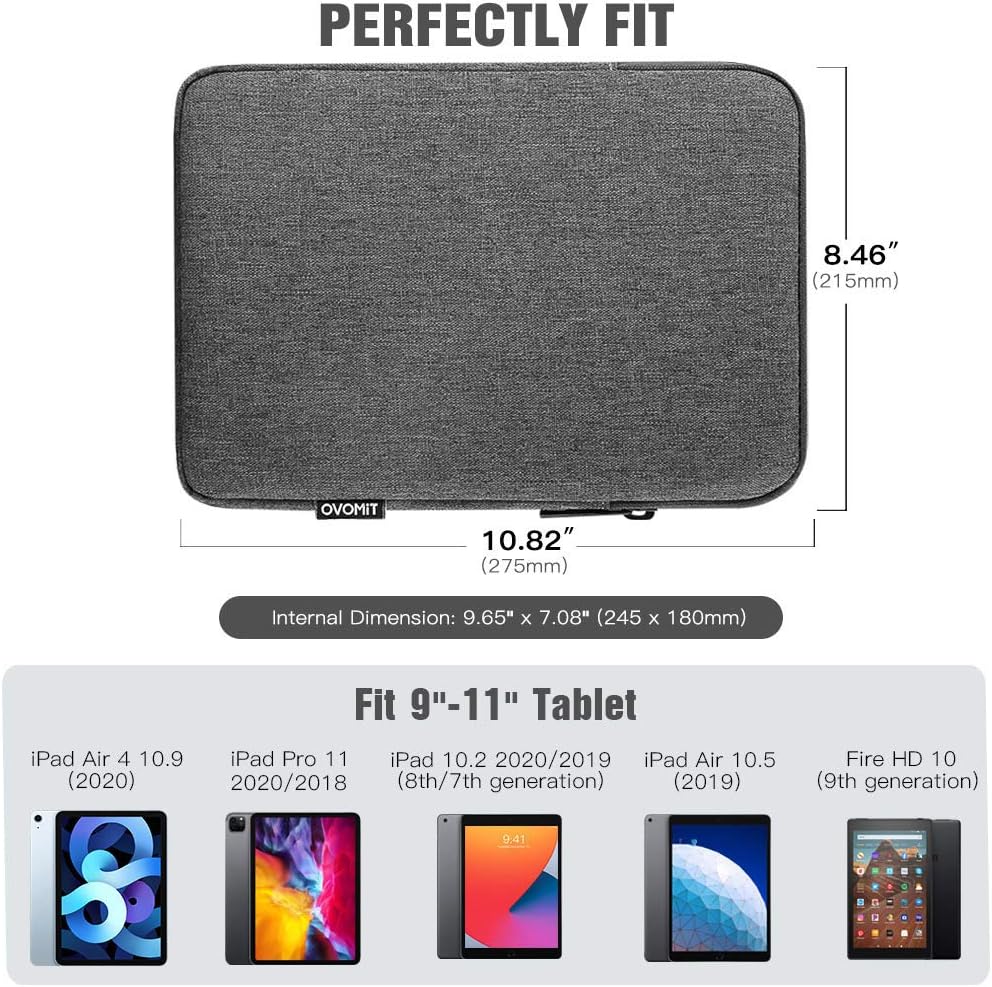 TiMOVO 9-11" Tablet Sleeve Bag for iPad 11-inch A16 2025, iPad 10.9"/10.2", Dark Gray, 9-11 Inch - Image 3