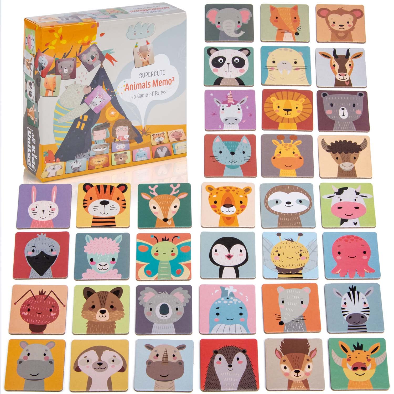 all Kids United MemoΒ² card game memory game - with cute pairs of animals; Game educational toys for children from 2 years (Classic - 72 cards)