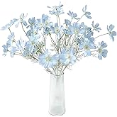 Floroom 5 Pcs Artificial Flowers Power Blue Fake Cosmos Faux Silk Flower for Indoor Home Decor, Party Arrangements, Wedding Bouquets, Floral Table Centerpieces, and Decorations