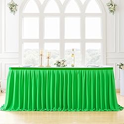 Partisky Green Polyester Table Skirt for Rectangle