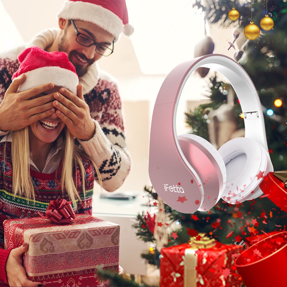 Ifecco Bluetooth para auriculares estéreo V4.0 Música plegable Over-oreja sonido de alta fidelidad Calling construido en Mircophone manos libres, Bluetooth de diadema plegable con micrófono y cable de Audio para Apple iPhone, PC, Mac y TV (