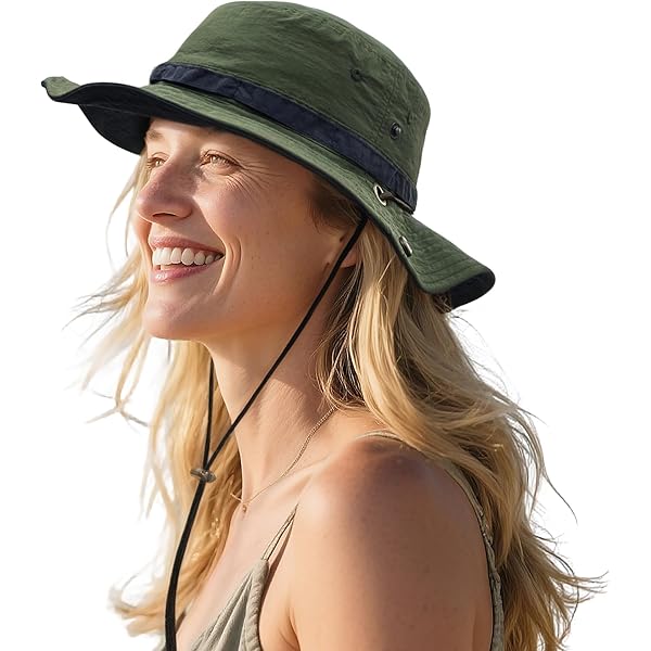 Wide Brim Sun Fishing Hat Safari Breathable UPF50 Bucket Boonie Cap For Gardening Hiking Camping