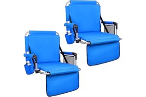 HIGH POINT SPORTS Foldable Stadium Seat Portable Folding Stadium Chairs Padded Bleacher Seat Cushion Bleacher Chair with Armrest and Cup Holder