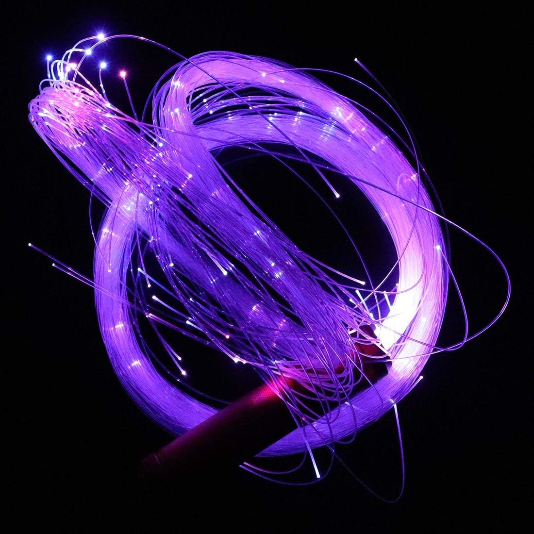 Fiberflies Pixelwhip Fiber Whip Optical LED Flash Rope Light Red Handle Dance Props Swing Beating Decoration Tools 12 Colorful Light Night Club Bar Party Toy with Free 3D Glasses.