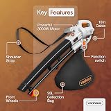 VonHaus Leaf Blower Vacuum 3000W Corded 35L Bag 10m Cable Strap view 7