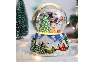 AFIRST Christmas Snow Globe Snowman Tree - Snow Globe with 8 Songs Color Changing Snowman Tree Reindeer Cardinal Swirling Glitter Water Globe Musical Box for Christmas Home Décor