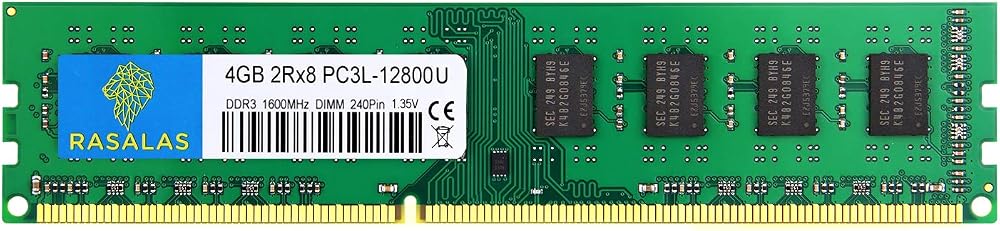 Rasalas 4GB DDR3 1600MHz UDIMM 1.35V PC3L-1600 240Pin 2Rx8 CL11 RAM