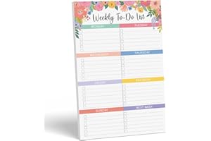 Sweetzer & Orange Floral Weekly To Do List Notepad. Magnetic Weekly Scheduler Task pad with Daily Planner Agenda Squares. 9x6” Day Scheduler 2025 - Student Journal, Work Notebook, and Checklist Notepad