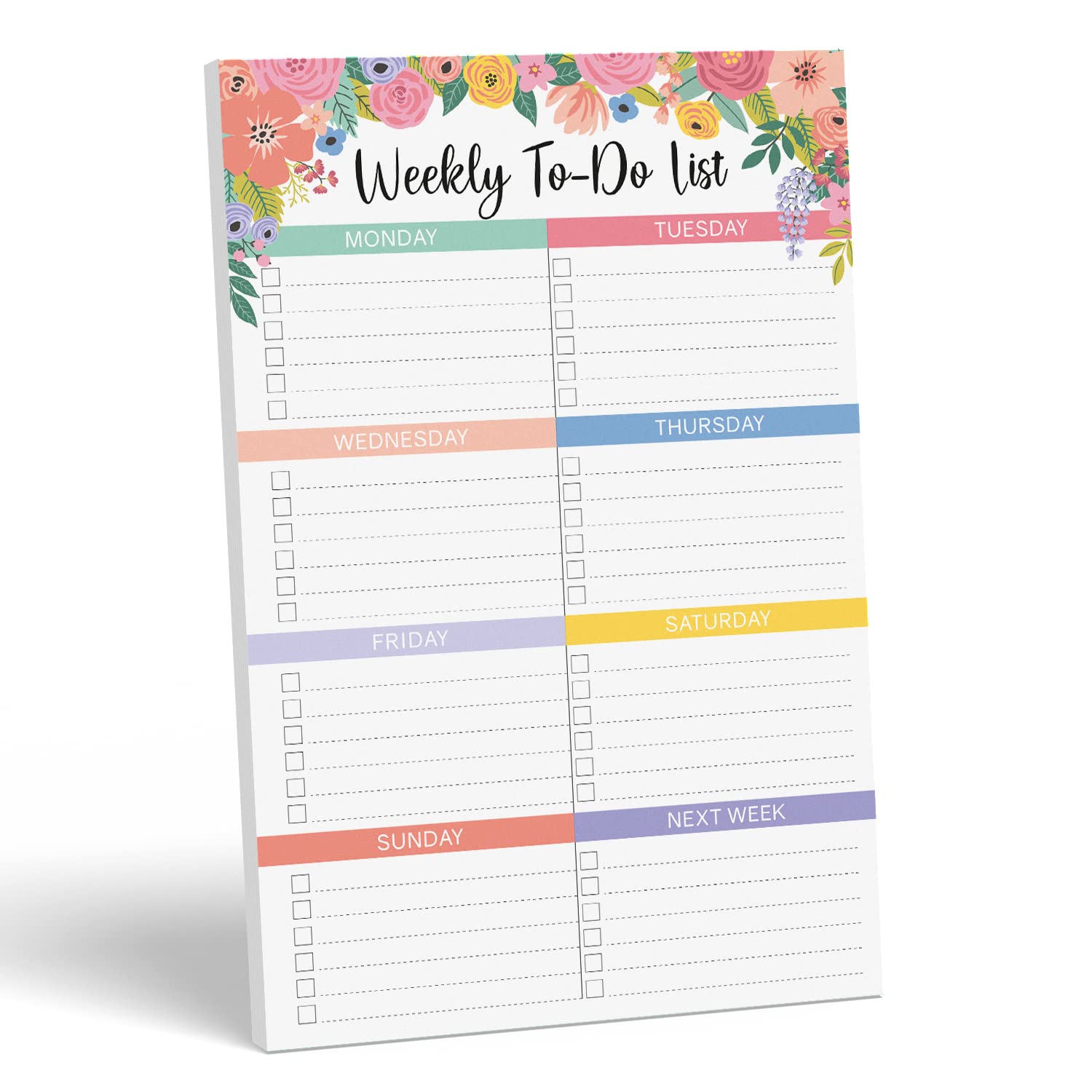 S&O Floral Weekly To Do List Notepad. Magnetic Weekly Scheduler Task pad with Daily Planner Agenda Squares. 9x6” Day Scheduler 2026 - Student Journal, Work Notebook, and Checklist Notepad