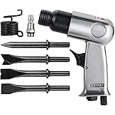 MAOPINER 150mm Pneumatic Air Hammer 4500 BPM Air Chisel Kit | Heavy Duty Short Barrel Air Hammer with 4 Chisel Bits for Automotive Repair, Rust Removal, Metal Work &amp; Concrete Scraping