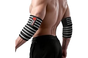 Elbow Wraps for Weightlifting (1 Pair), 48" Elastic Elbow Braces for Joint Support, Compression Elbow Straps for Men and Wome