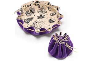 CIYVOLYEEN Rolling Purple Drawstring Bag with Purple Drawstring Bag DND Felt Dice Tray - Perfect for RPG Players, Tabletop Gamers, Small Accessories Storage - Ideal for Jewelry, Coins, Keys