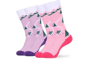 SkiBeaut Kids Ski Socks, 2 Pairs Knee-high Thick Warm Snowboard Skating Skiing Socks for Boys Girls Toddler Youth, Age 3-12