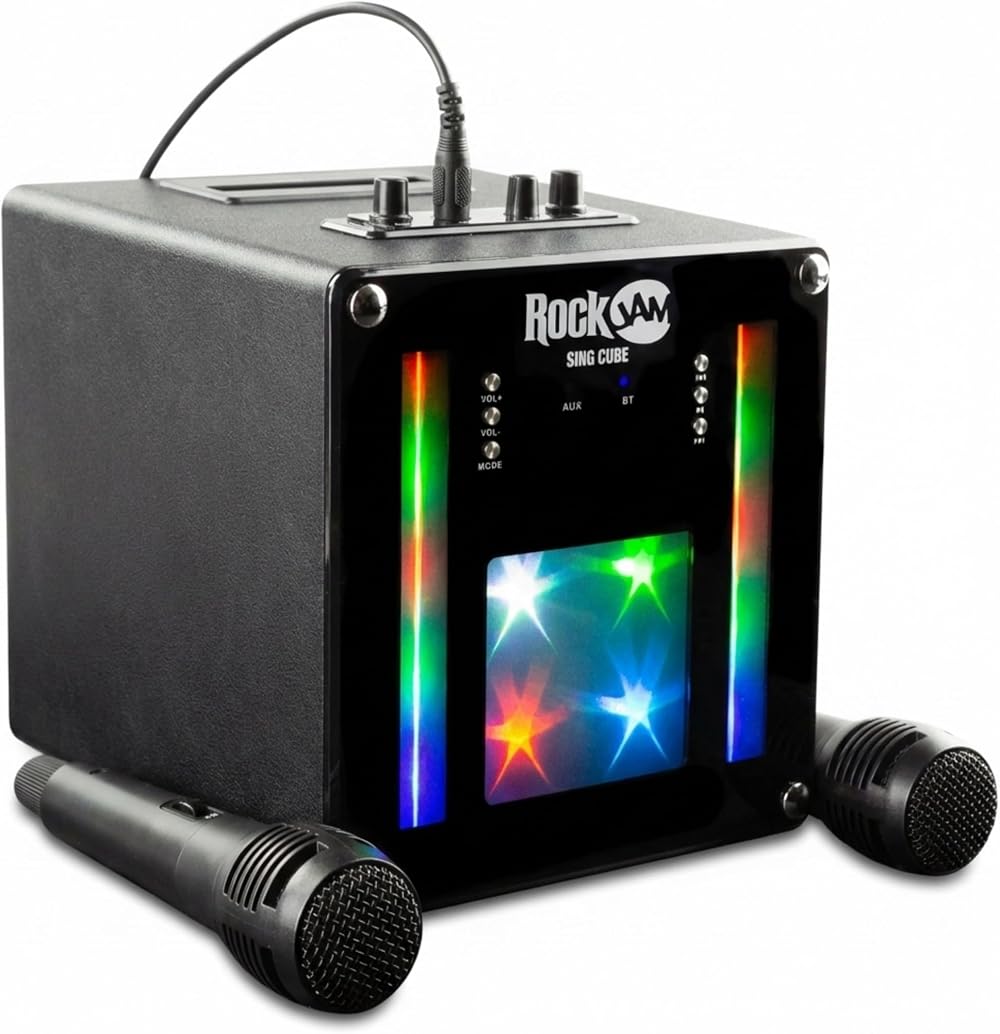 RockJam Bluetooth Karaoke Machine Two Microphones Rechargeable