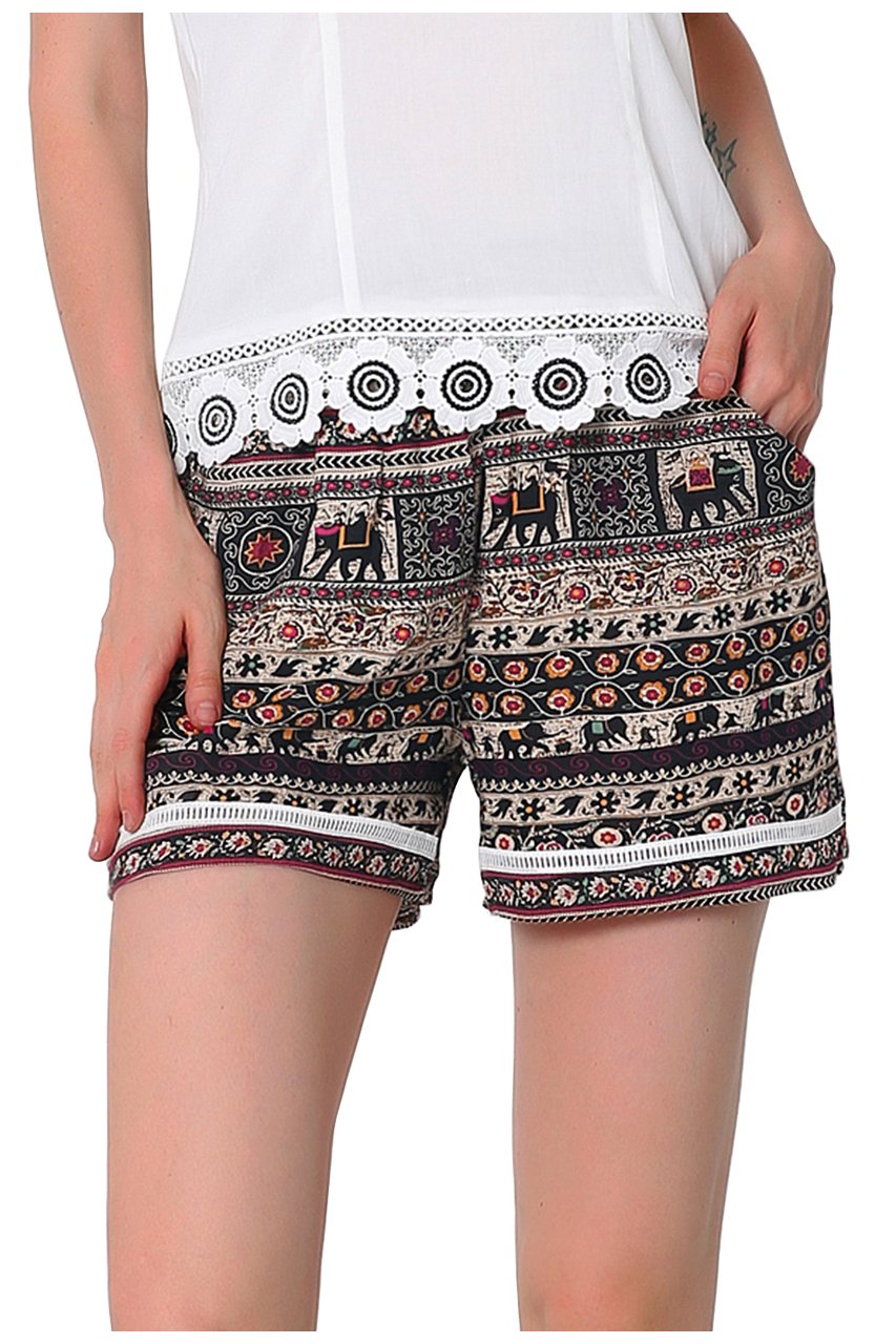 CHIC DIARY Women Sexy Hot Pants Summer Casual High Waist Beach Shorts (L, Black)