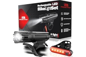 Bike Light Set for Kids and Teens | USB Rechargeable Ultra-Bright Front Headlight and Rear Tail Light | 4 Light Modes for Day