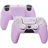 GeekShare Compatible with ps5 Controller Skin Set, Silicone Protective Shell for Gaming Consoles Wireless Controller, Sweet Ice Cream Purple Cover with 2 Thumb Grip Caps - Mikko