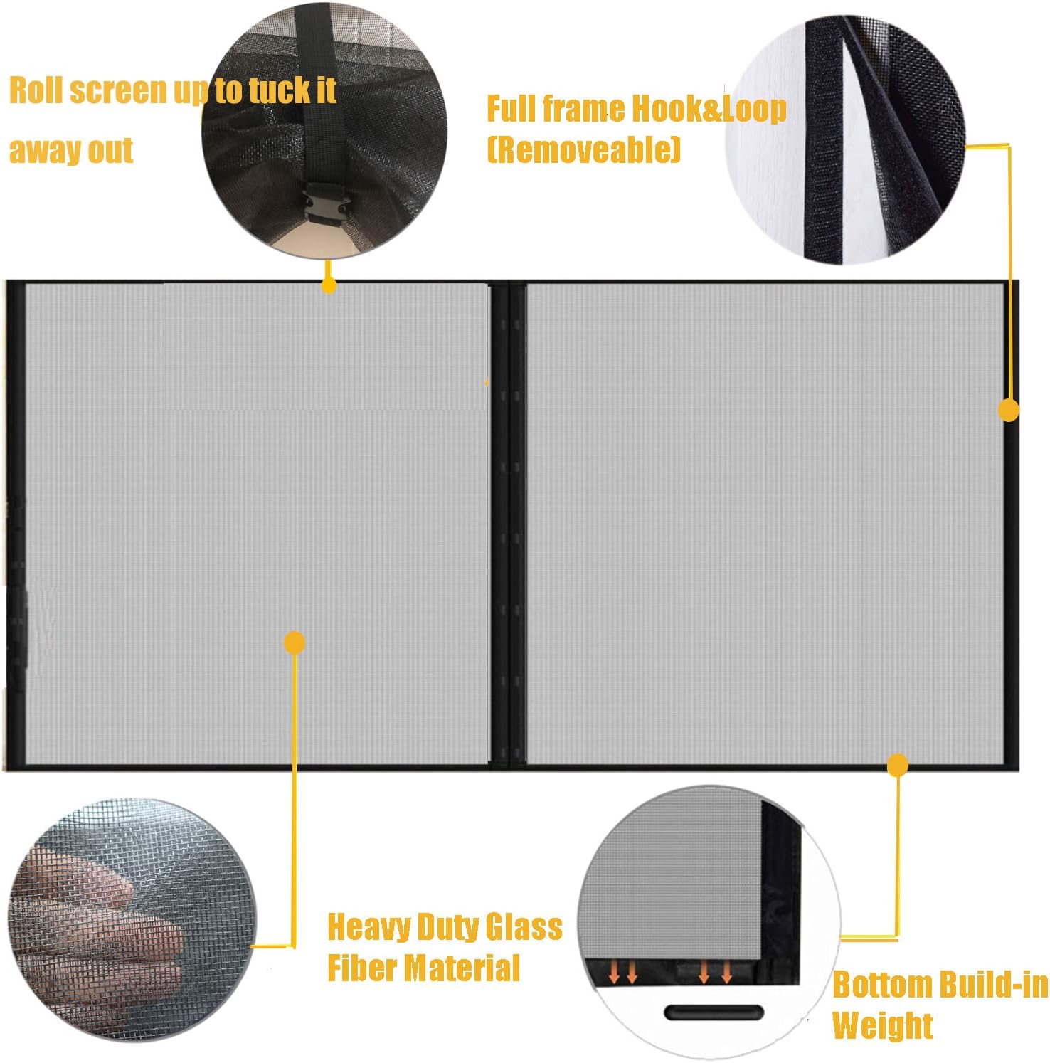 Magnetic Garage Door Screen for Double Garage Doors 16x7FT- Reinforced Fiberglass Door Screen, Stronger 2350g（5.2LB） High Energy Magnets ，Hands Free Magnetic Screen Door - - 