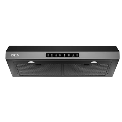 VIKIO HOME Range Hood 30 Inch Under Cabinet, 900CFM Stainless Steel Kitchen Stove Vent Hood, Touch/Gesture Control, 3 Speed Exhaust Fan, LED Lights, Reusable 5-Layer Aluminum Filters, Black