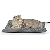Petace Outdoor Heated Cat Bed, Soft Pet Heating Pad with Steel-Wrapped Cord, Outside Pet Warmer for Feral Cats and Dogs, 19.7" x 15.7", 40 Watts