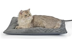 Petace Outdoor Heated Cat Bed, Soft Pet Heating Pad with Steel-Wrapped Cord, Outside Pet Warmer for Feral Cats and Dogs, 19.7" x 15.7", 40 Watts