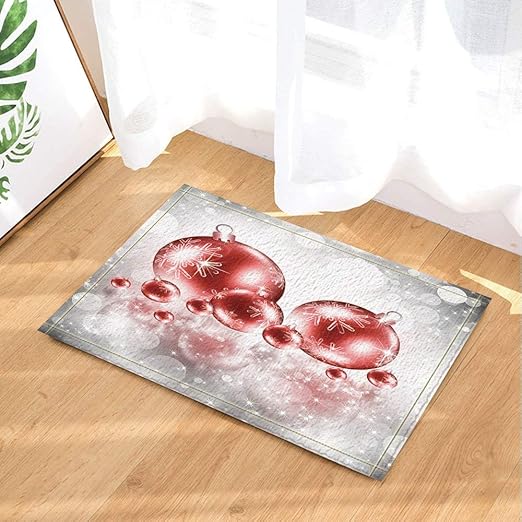 JHTRSJYTJ Neujahr Dusche Teppich Red Christmas Ball Schneeflocke