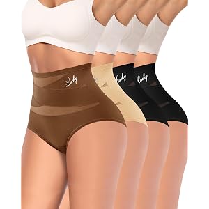 MIOTAN Womens Tummy Control Underwear High Waisted Shapewear 4/5 Pack | Compression Panties, Girdle, Body Shaper, Shaping Und