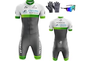 HECLOK Mens Cycling Skinsuit Padded One Piece Trisuit Bike Top Short, Mens Pro Trisuit Triathlon Suit,Running Swimming
