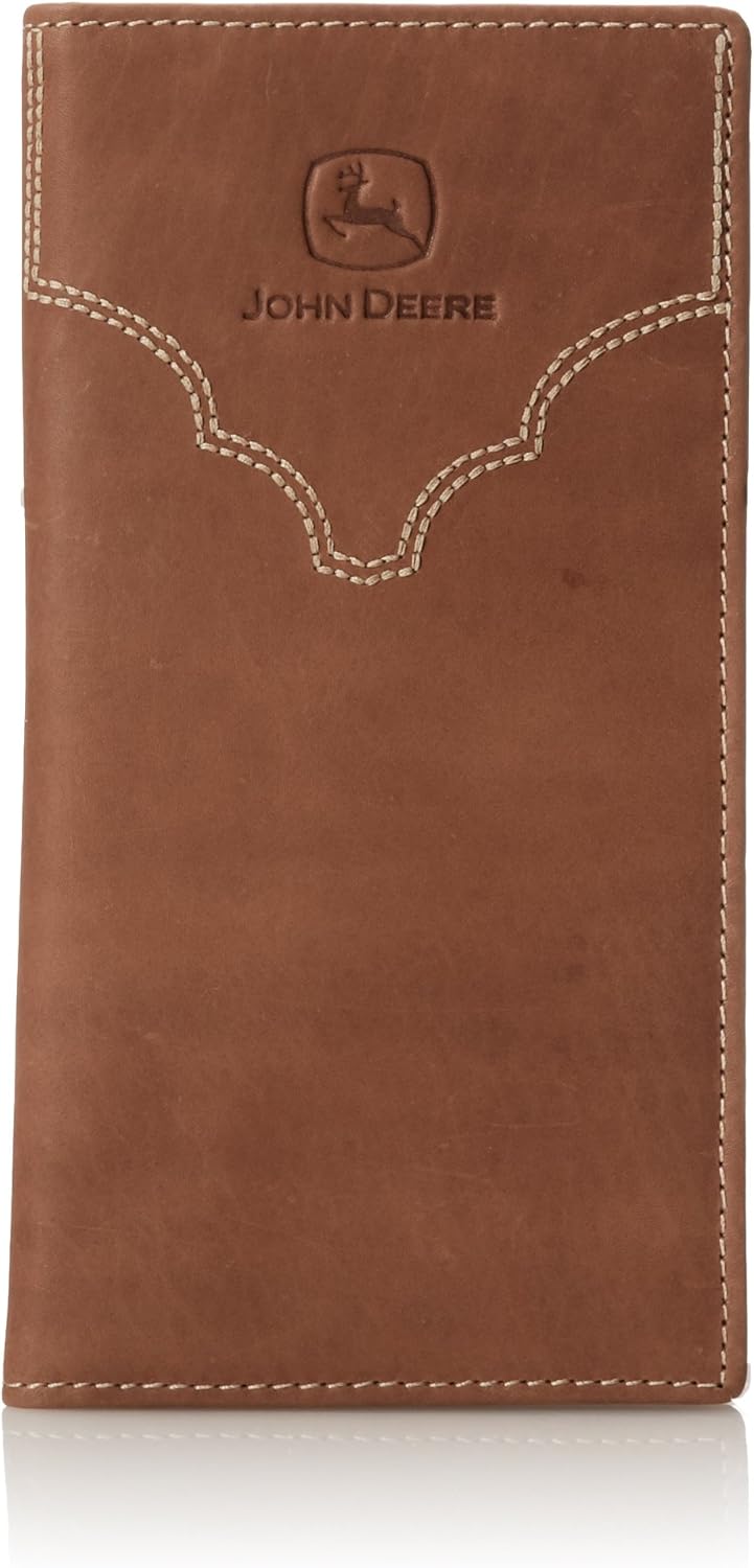 John Deere Men's Leather Checkbook Cover, Brown, One Size at Amazon Men