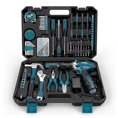 Sundpey Tool Kit 206PCs with Drill - 12V Cordless Power Drill Combo Home Tool Set - Portable Basic General Household Toolbox for Men Women for Garden Office House Repair (Screwdriver Set & Pliers Set)