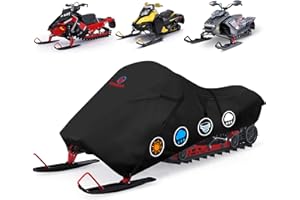 Snowmobile Cover 115 Inch - Premium 600D Outdoor Snowsled Cover, Heavy Duty & Waterproof All Weather Protection Covers, Black