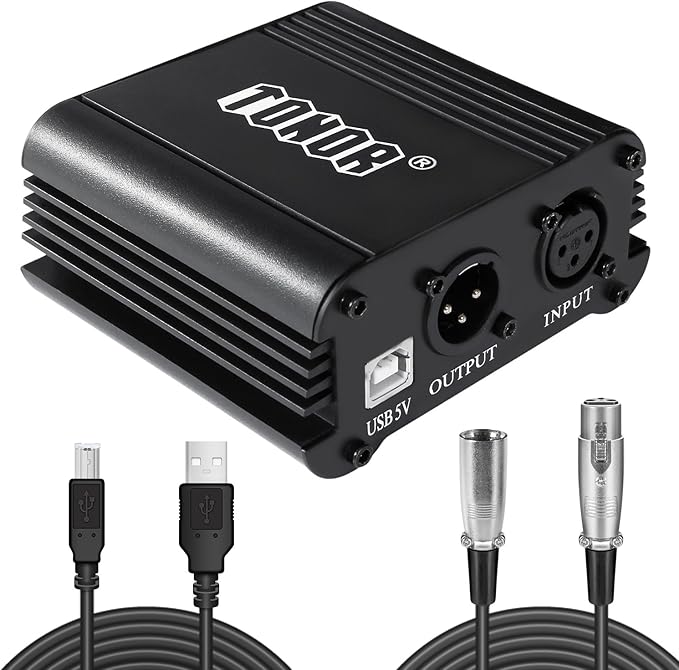Tonor 48V Phantom Power Supply with USB Cable for Any Condenser