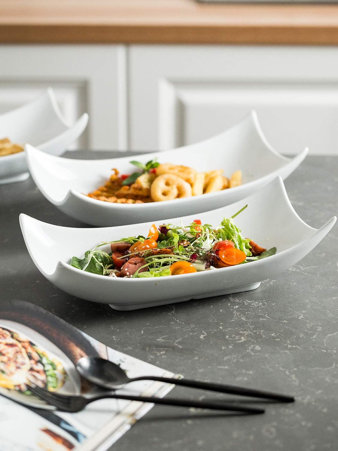  | Porcelain Serving Platter White Serving Tray Decorative Centerpiece Deep Serving Bowl 12-Inch Set of 3: Platters