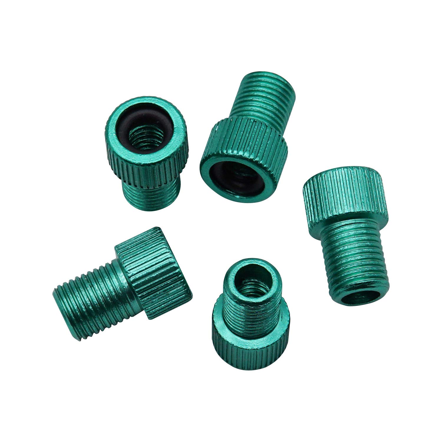 InnoLife Valve Adapter Caps, 5 Pcs Aluminum Presta to Schrader Converter, Green