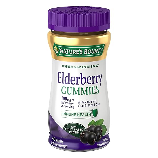 NATURE’S BOUNTY ELDERBERRY GUMMIES, IMMUNE SUPPORT, CONTAINS VITAMIN A, C, D, E AND ZINC, 40 GUMMIES