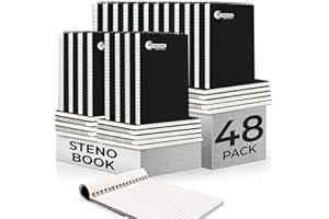 Rosmonde 48 Pack Bulk Spiral Steno Pads, 6"x 9", Steno Notebook Gregg Rule, Black Covers, 80 Sheets (160 Pages), Top Spiral Notebook, Bulk Steno Notebooks for Notes in School, College, Office Notepad